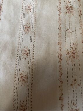 Polo by Ralph Lauren Floral Stripe King Flat Sheet - Cream with Pink and Tan